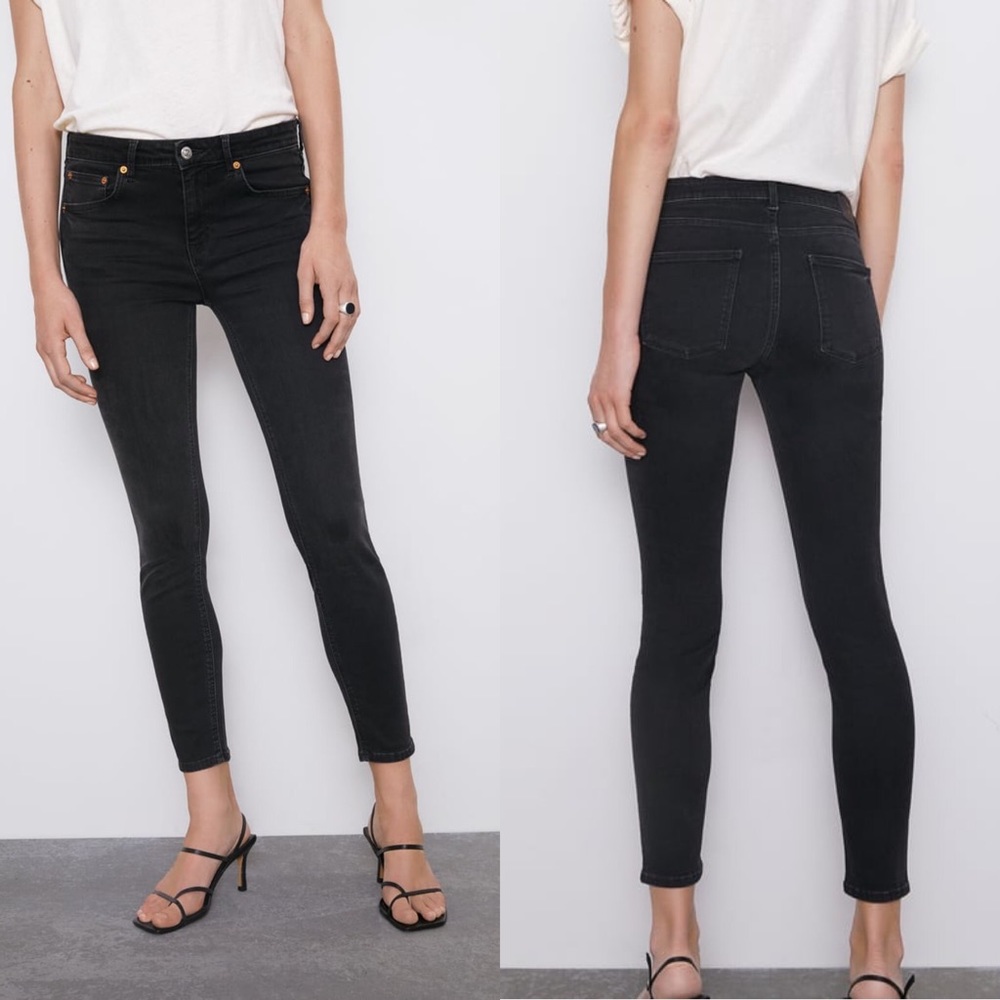 Zara Mid-Rise Skinny Jean Moon Black Size 2